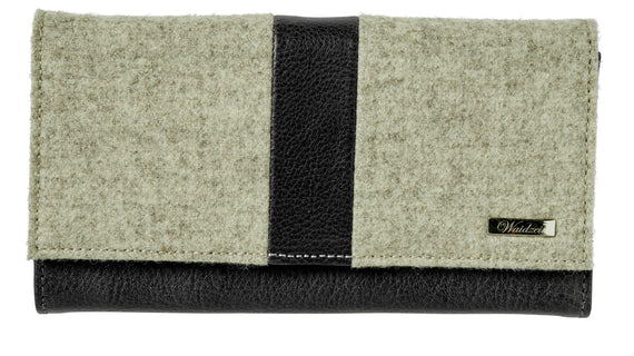 Waidzeit Lodengeldbörse Giulietta aus Schladminger Loden Schweiz Rindsleder Accessoir naturbelassen