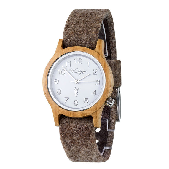Waidzeit Alpin Großglockner Damen Holzuhr Eiche Perlmut Lodenarmband