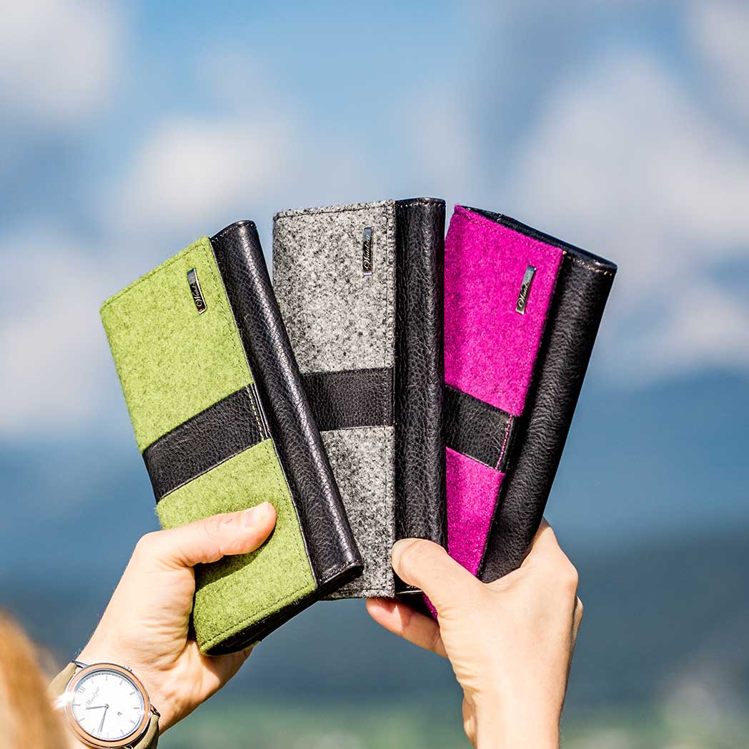 Waidzeit Accessoires aus Schladminger Lodenstoff und Rindsleder natürlich Schweiz Österreich